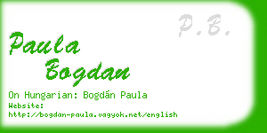 paula bogdan business card